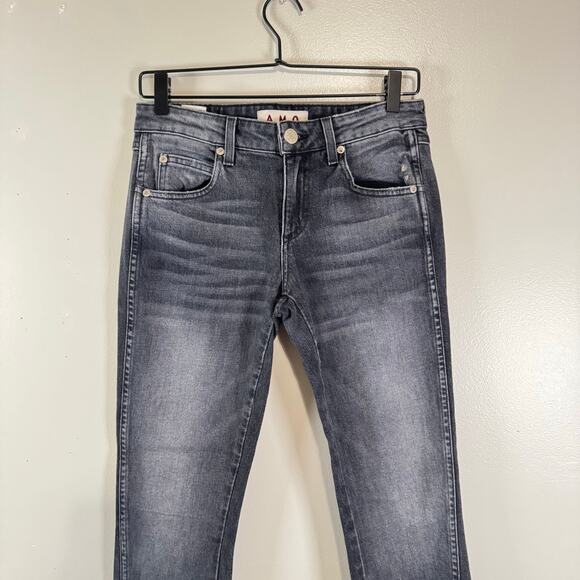 AMO Twist Zip Jeans Womens Size 26 Smoked Black Denim Mid Rise Cropped Skinny - Picture 6 of 15